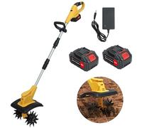 Coltivatore da giardino senza fili da 21 V, rototiller da giardino alimentato a batteria, 310 giri/min, 2 caricabatterie per batterie da 3000 mAh, larghezza di lavorazione 22,9 cm, profondità 16,8 cm