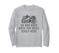 Colui Che Muore con la Maggior Parte degli Strumenti Vince Funny Design Maglia a Manica