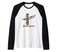 Columbia Britannica Totem Pole Vancouver Canada Stanley Park Maglia con Maniche Raglan