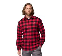 Columbia Cornell Woods-Camicia in Flanella a Maniche Lunghe Maglietta con Bottoni, Mountain Red Buffalo Check, XL Uomo