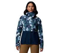 Columbia Giubbotto Giacca hiking impermeabile cuciture termosaldate stampa fiori blu