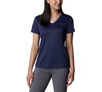 Columbia Hike Short Sleeve V Neck, Camiseta técnica de Manga Corta Donna, Nocturnal,