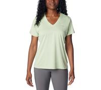 Columbia Hike Short Sleeve V Neck, Camiseta técnica de Manga Corta Donna, Sage Leaf Heather,