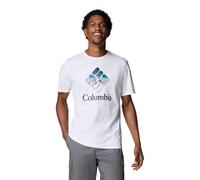 Columbia Men's Rapid Ridge Graphic Tee, Short Sleeve T-Shirt, White/Heavenly Stacked Gem, XS
