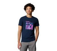 Columbia Men's Sun Trek Short Sleeve Graphic Tee, Technical Short Sleeve T-Shirt, Collegiate Navy/Explore Outdoors, S