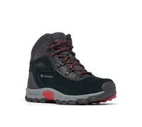 Columbia Newton Ridge Amped, Mid Rise - Scarponi da trekking ed escursionismo Unisex - bambini e ragazzi, Black/Mountain Red Youth, 34 EU
