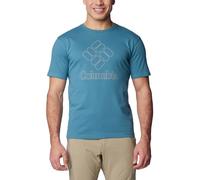 Columbia Pacific Crossing II Graphic Short Sleeve Tee, Camisa Manga Corta Uomo, Cloudburst, CSC Stacked Outlined Reflect,