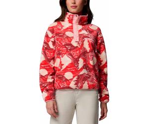 Columbia - Pile corta con collo alto semi-preferito - Helvetia II Printed Cropped Half Snap Poppy Red Sunscape per Donne - Taglia L - rosso
