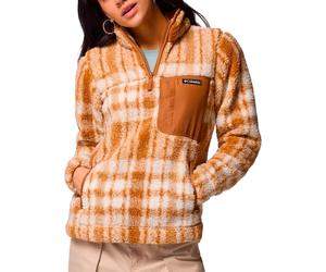 Columbia - Pile stampato - West Bend 1/4 Zip II Camel Brown Herringplaid per Donne - Taglia L - Marrone
