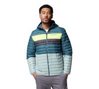 Columbia Powder Pass Giacca con cappuccio da uomo, piumino con cappuccio, blu stropicciato, Everblue, luce neon, Shrk, XL
