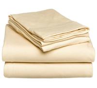 Columbia Set di lenzuola per letto king size California in tinta unita, 4 pezzi, colore: osso