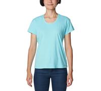 Columbia Sun Trek Short Sleeve Tee, Camiseta técnica de Manga Corta Donna, Aquamarine Heather,