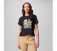 Columbia T-Shirt da Donna a Maniche Corte con Grafica Ruby Springs, Aderente, Nera, Get Hiked, M