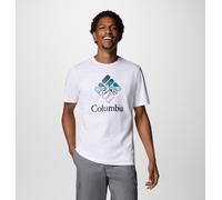 Columbia Men's Rapid Ridge Graphic Tee, Short Sleeve T-Shirt, White/Heavenly Stacked Gem, S