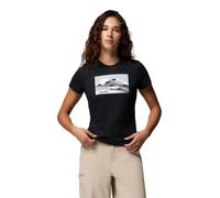 Columbia T-Shirt da Donna a Maniche Corte Aderente con Grafica Ruby Springs, Colore Nero Chiaro di Luna Hillscape, L
