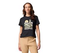 Columbia T-Shirt da Donna a Maniche Corte Aderente con Grafica Ruby Springs, Nera, Get Hiked, L