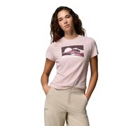Columbia T-Shirt da Donna a Maniche Corte Aderente con Grafica Ruby Springs, Rosa Minerale Chiaro di Luna Hillscape, XS