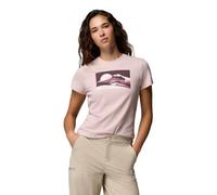 Columbia T-Shirt da Donna a Maniche Corte con Grafica Ruby Springs, Aderente, a Maniche Corte, Rosa Minerale Chiaro di Luna Hillscape, L
