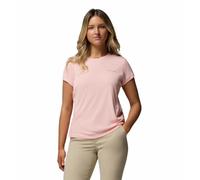 Columbia Zero Rules Light Short Sleeve Crew T-Shirt Tecnica a Maniche Corte Donna (IT, Testo, XS, Regular, Regular, Pink Sand)