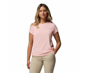 Columbia Zero Rules Light Short Sleeve Crew T-Shirt Tecnica a Maniche Corte Donna (IT, Testo, XS, Regular, Regular, Pink Sand)