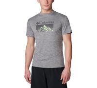 Columbia Zero Rules Short Sleeve Graphic Shirt, Camiseta técnica de Manga Corta Uomo, City Grey Heather, Fractal Peaks,