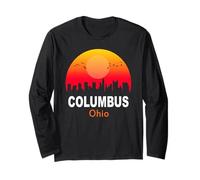 Columbus Ohio Vintage Sunset Retro City State USA Maglia a Manica