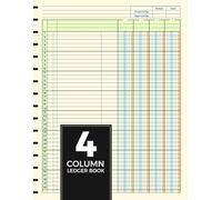 Columnar Pad 4 Column Ledger Book: Accounting Ledger Book for Bookkeeping, 6 Column Ledger Journal Notebook / income and Expense Log Book for Small Business and Personal Finance / Bill Payment Tracker