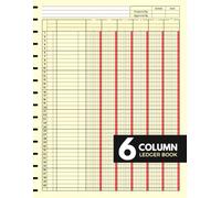Columnar Pad 6 Column Ledger Book: Accounting Ledger Book for Bookkeeping, 6 Column Ledger Journal Notebook / income and Expense Log Book for Small Business and Personal Finance / Bill Payment Tracker