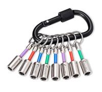 ColumPRO Portachiavi magnetico per punte da trapano, 1 set (8 pezzi), design con funzionamento con una sola mano, con gambo esagonale da 1/4", porta punte per cacciavite per riporre utensili per