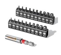 ColumPRO Set di punte per chiave a brugola con estremità sferica, 20 pezzi, metriche e SAE, con supporto magnetico, punta esagonale in acciaio S2 di alta qualità da 2,5 cm