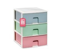 COM-FORT HOUSE | Cassettiera impilabile in plastica | Modello Multicolor | Colore bianco | Modello a 3 cassetti | Cassetti modulari