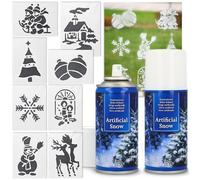 com-four® 10 Pezzi Set da con Neve Artificiale e Stencil, Bomboletta Spray | Stencil con vari motivi per Natale