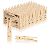 Com-four® 100 Mollette XXL in Legno di Betulla - Sostenibili e Non Trattate per Appendere i Vestiti - Circa 10 cm (100 Pezzi - Betulla - XXL)