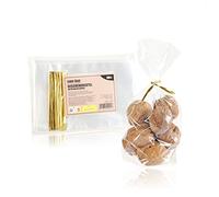 Com-Four® 100x Buste Trasparenti in Cellophan - Fondo Trasparente, Strisce di Rilegatura - per Alimenti, Biscotti, Dolci e Generi Alimentari