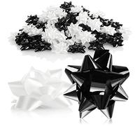 com-four® 100x Fiocchi Colori: Fiocchi autoadesivi Pronti per Decorare Regali di Natale e Matrimoni (100 Pezzi - Lucido - Bianco e Nero)