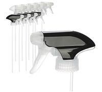 com-four® 10x Accessorio per flaconi Spray - Testina Spray in plastica Riciclata - spruzzatore con Filetto - Ricambio Spray 28/400 (Trasparente/Nero)