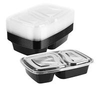 com-four® 10x ciotola con coperchio - contenitore per la preparazione dei pasti - contenitore per alimenti 2 scomparti - contenitore per alimenti freschi (10 pezzi - nero - 2 parti)