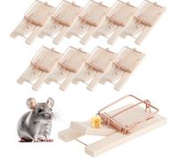 COM-FOUR® 10x trappola per topi in legno - trappola a scatto per un efficace controllo dei parassiti - trappola a scatto riutilizzabile con elevata forza d'impatto (Trappola per topi 10 pezzi)