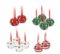 com-four® 12 decorazioni natalizie da appendere 4 cm Ø - campanelle in metallo da appendere - campanelle decorative in latta come pendenti per finestre, porte e alberi di Natale (verde bianco rosso)