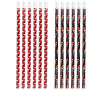 com-four® 12 matite 2B con gomma - strumenti per scrittura, scuola, ufficio e disegno (Confezione da 12 multicolore/pirati)