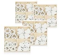 COM-FOUR® 128x Cuore piccoli decorazione - Cuoricini in legno in quattro motivi - cuori in legno per decorazioni tavola primavera, Pasqua, matrimoni (128 pezzi di cuore)