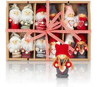 COM-FOUR® 12x Ciondoli di Babbo Natale premium per l'albero di Natale, incantevoli ciondoli con statuette di alberi di Natale come ciondoli