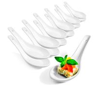 COM-FOUR® 12x Cucchiai da zuppa asiatici - cucchiai da riso in porcellana bianca - cucchiai da portata per ciotole di riso, ramen, antipasti, dessert - cucchiai dim sum (12 pezzi - bianco)