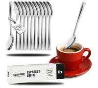 COM-FOUR® 12x Cucchiaini da caffè espresso in acciaio inossidabile - eleganti posate da tavola dal design semplice - cucchiaini - cucchiai da dessert (12 pezzi - cucchiaino espresso 12cm)