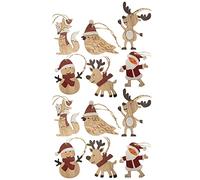 COM-FOUR® 12x Decorazioni per Decorare Alberi di Natale - Set di ciondoli in Legno in 6 Disegni Natalizi