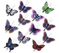 com-four® 12x Farfalle per la Decorazione - Animali svolazzanti Artificiali con Clip di Fissaggio - Farfalle Colorate per la Decorazione della tavola (12 Pezzi - 08 cm)