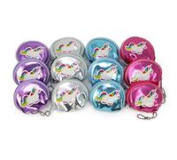 com-four® 12x mini borsa con adesivo unicorno, borsa in rosa, viola, blu e argento, 6,5 x 6 cm (12 pezzi - unicorno)