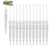 COM-FOUR® 12x pendenti decorativi ghiaccioli - Pendenti ghiaccioli trasparenti da 17,5 cm con cordino per appendere - Ganci per alberi di Natale e ganci natalizi (12x ghiaccioli 17,5 cm)