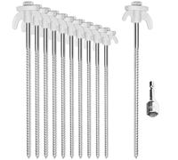 com-four® 12x picchetti per Tenda in Acciaio - picchetti a Vite con Adattatore per cacciavite a Batteria - robusti Chiodi a Terra con Filettatura per Campeggio e Outdoor - picchetti per Tenda