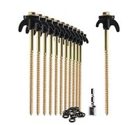 com-four® 12x Picchetti per Tenda Robusti in Acciaio con Supporto per Filo e Corda - Ganci per Tende